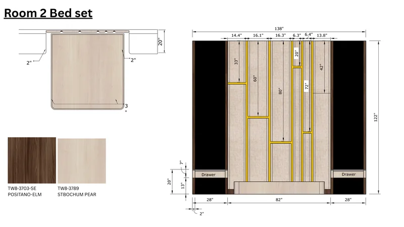 Room 2: bed drawings