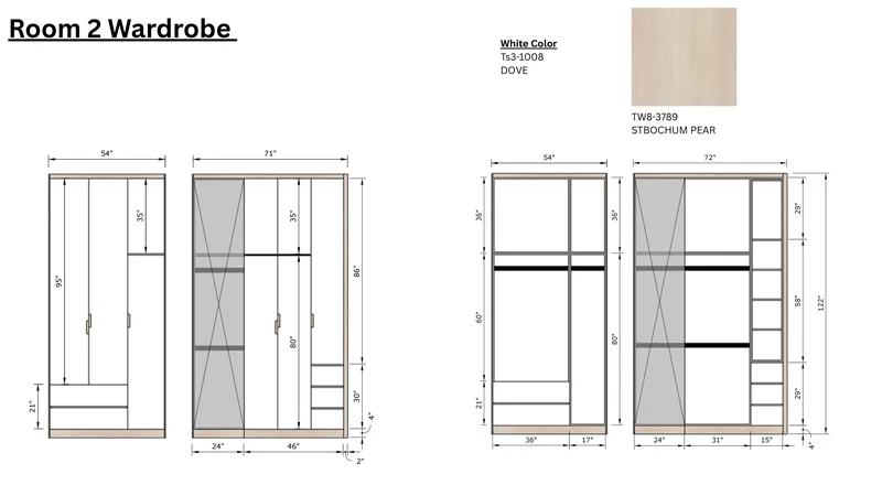 Room 2: wardrobe drawings