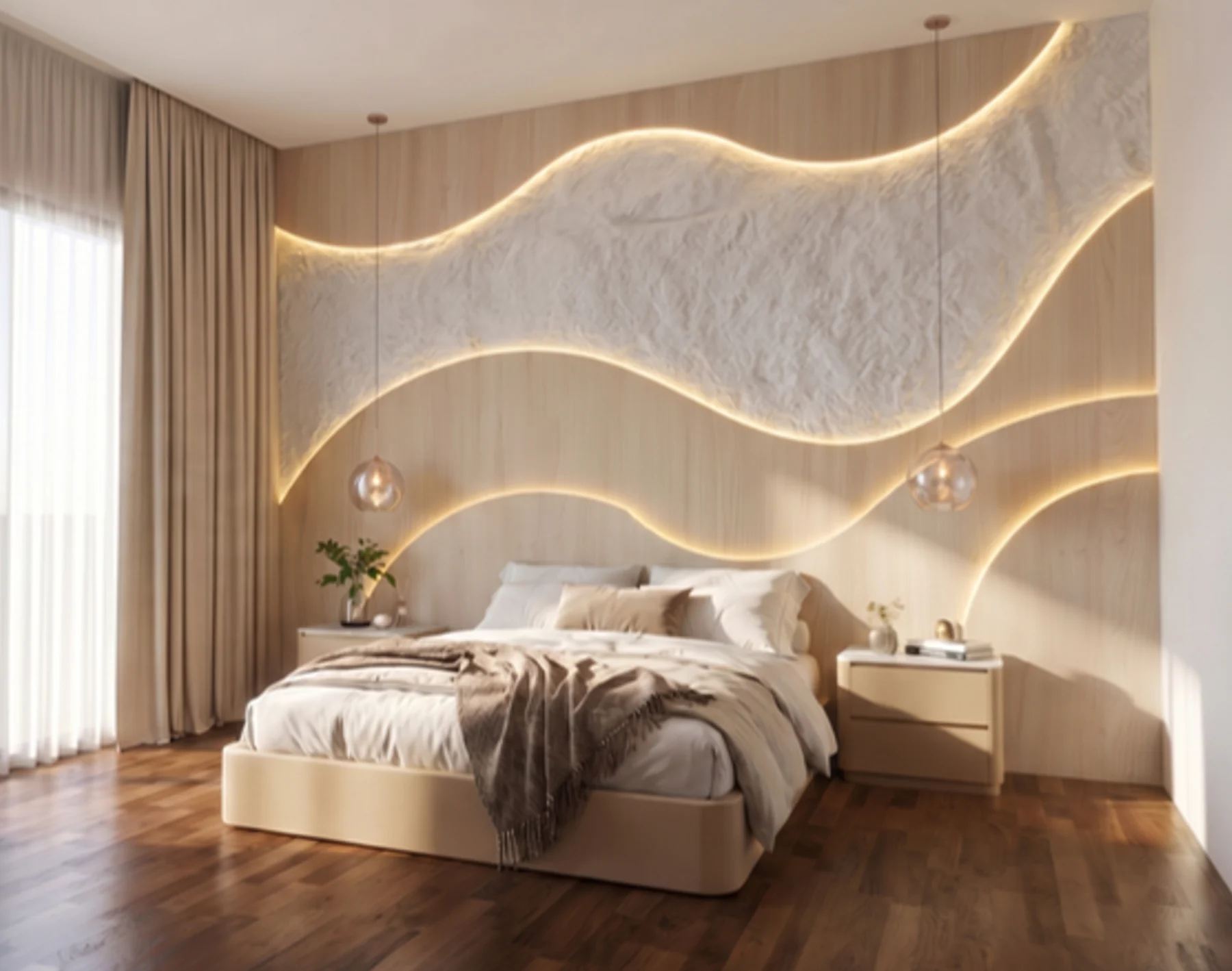 Master bedroom: layered headboard direction