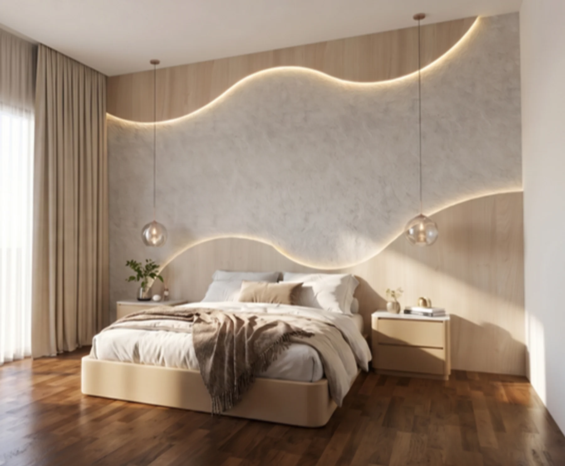 Master bedroom: single-panel headboard direction