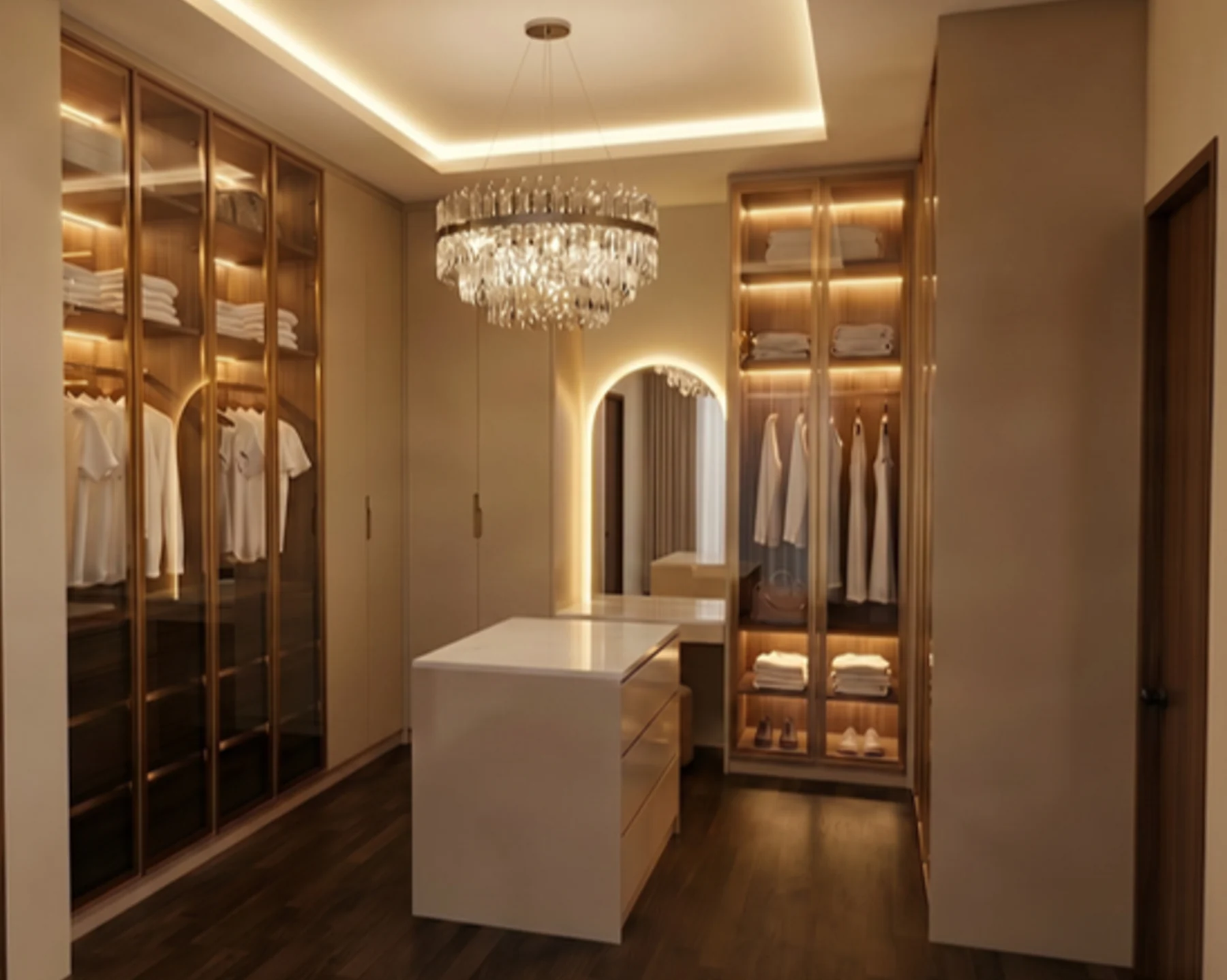 Master bedroom wardrobe: gold-toned direction