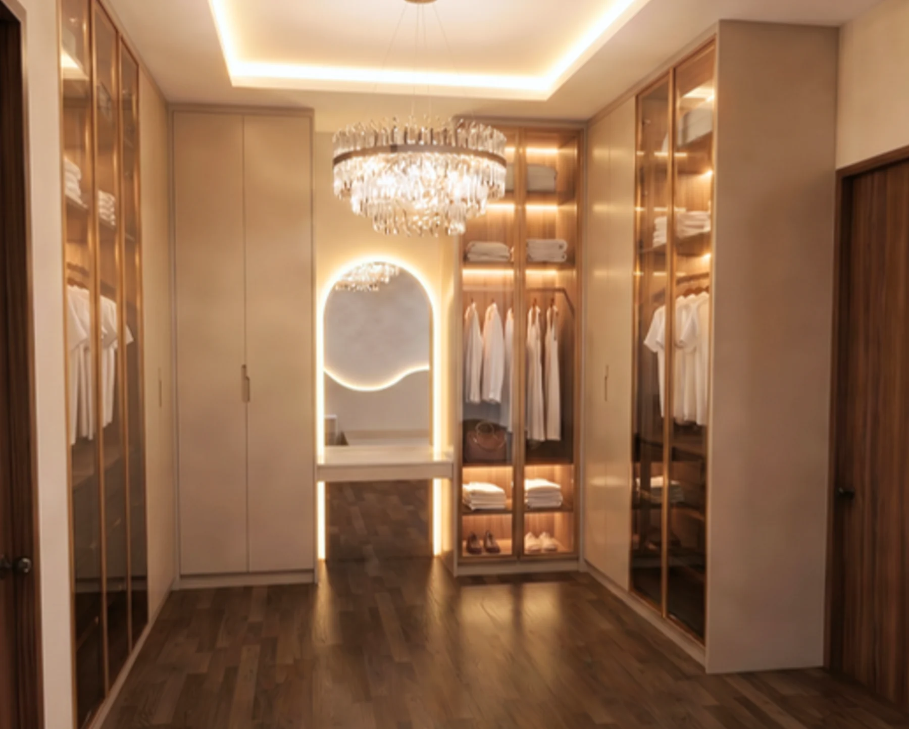 Master bedroom wardrobe: mirror direction