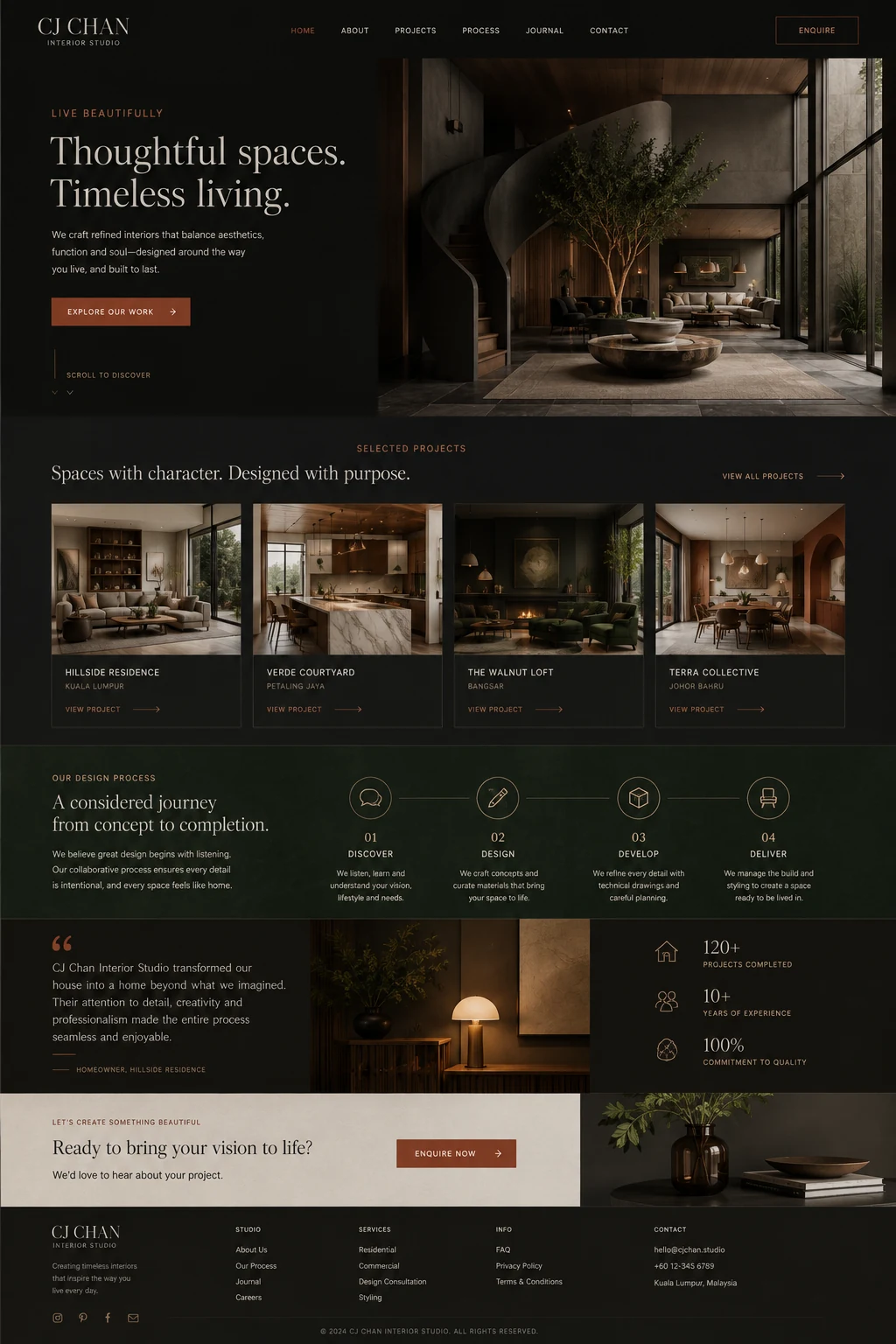 Interior studio website homepage concept