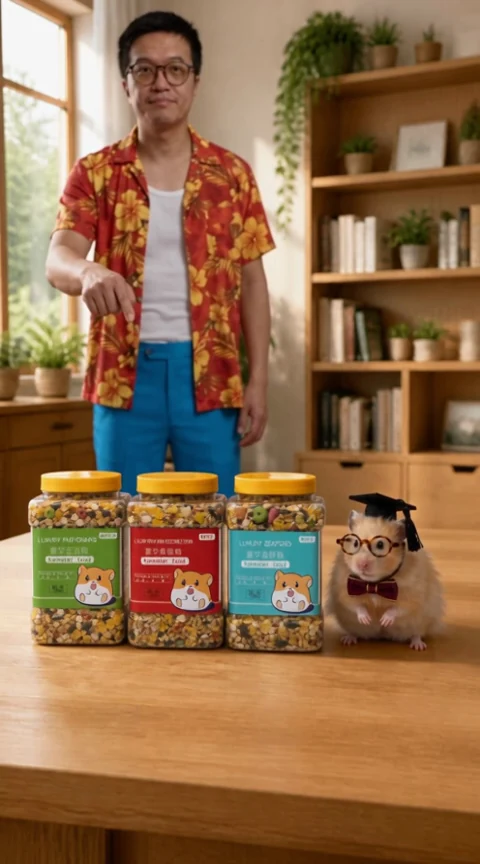 Hamster food product test video frame